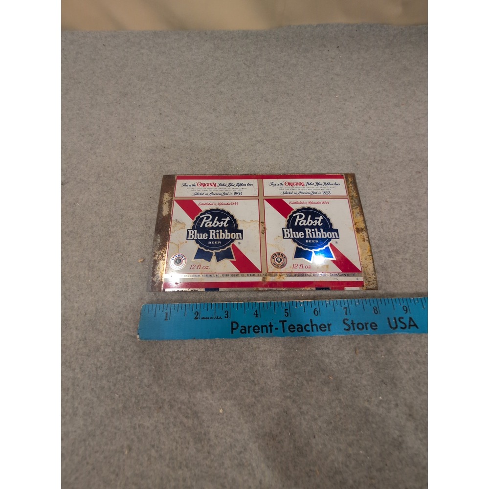 Vintage Pabst Blue Ribbon PBR Uncut Metal Beer Can Label Sheet Milwaukee WI - Picture 3 of 4